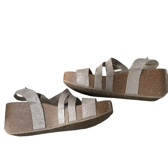 Bjorndal Bronze Platform Sandals NEW size 9 wedge cork shoes