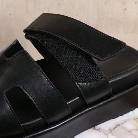 Black Punk Women's Wedge Heel Platform Sandals