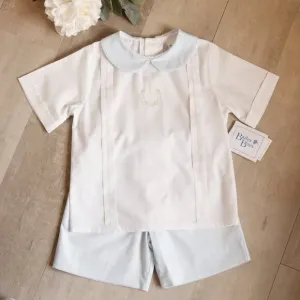 Blue &amp; White Dressy Heirloom Dressy Short Set Bailey Boys Ring Bearer Spring NWT