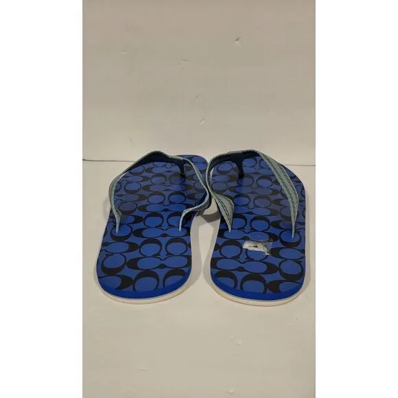 BN COACH Men's Signature Webbing Flip‎ Flop Blue Fin