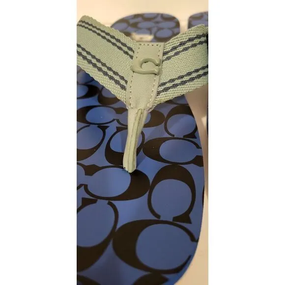 BN COACH Men's Signature Webbing Flip‎ Flop Blue Fin