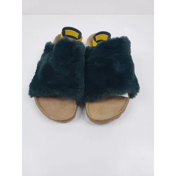 BOBO CHOSES Kids' Slingback Faux-fur Sandals In Green - Size EUR 34 (US 3)
