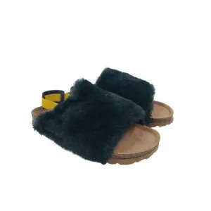 BOBO CHOSES Kids' Slingback Faux-fur Sandals In Green - Size EUR 34 (US 3)