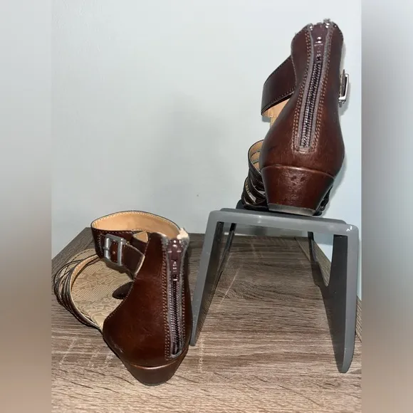 BOC Vegan Gladiator Kirra Faux Leather Strappy Sandal Brown Buckle Women’s Sz 9