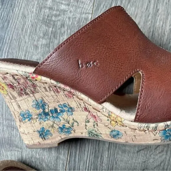BOC Women’s Size 7 Slip On Wedge Sandals Floral Details