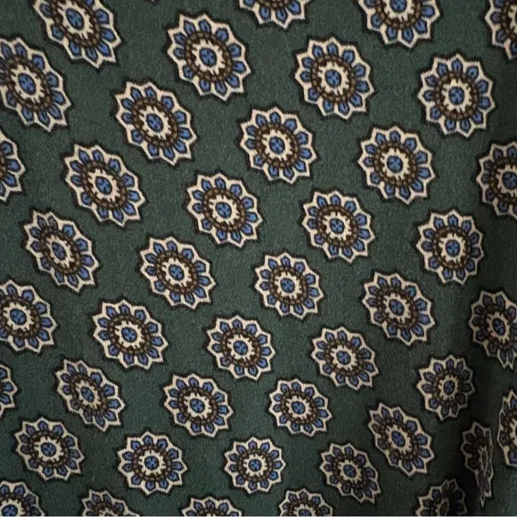 BODEN Notch Neck Jersey Dress | Hunter Green Geo Sunflower | US Size 14