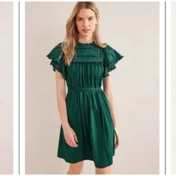 BODEN Trim Detail Jersey Mini Dress | Emerald Green | US Size 14