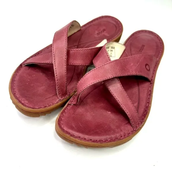 Bogs Todos Slides sandals Garnet wine red leather sandals 10