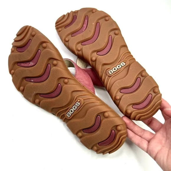 Bogs Todos Slides sandals Garnet wine red leather sandals 10