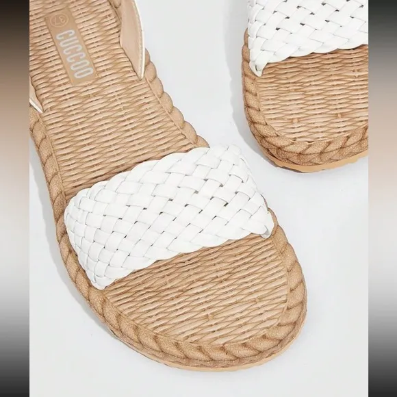 Boho white vegan leather strappy sandals