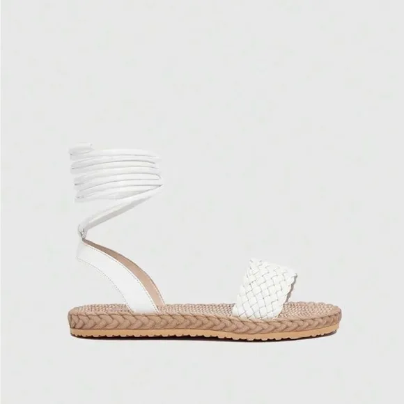 Boho white vegan leather strappy sandals