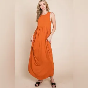 BOMBOM Sleeveless Maxi Dress with Pockets