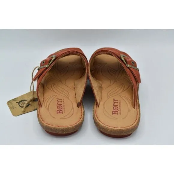 Born Womens Size 9 Rio Red Suede Buckle Slip On Slide Sandals Shoes