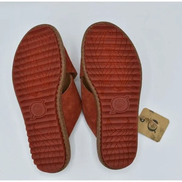 Born Womens Size 9 Rio Red Suede Buckle Slip On Slide Sandals Shoes