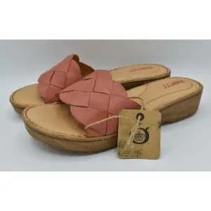 Born Womens Size 9 Aleah Rust Coral Leather Slip On Slide Sandals Shoes