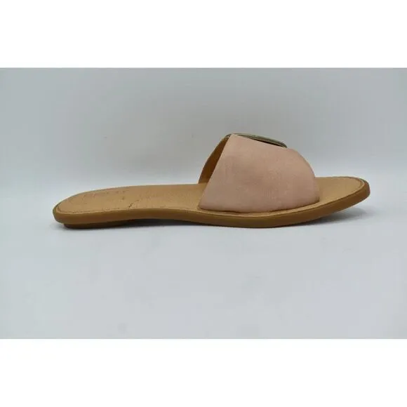 Born Womens Size 8 Miarra Buckle Blush Full Grain Leather Slip On Slide Sandals