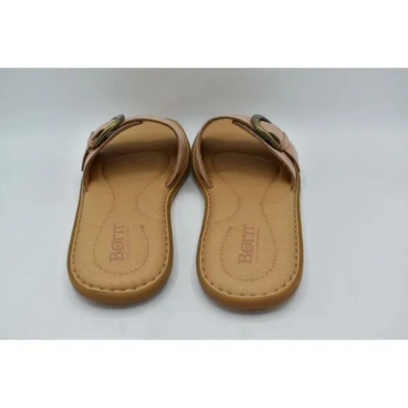 Born Womens Size 8 Miarra Buckle Blush Full Grain Leather Slip On Slide Sandals