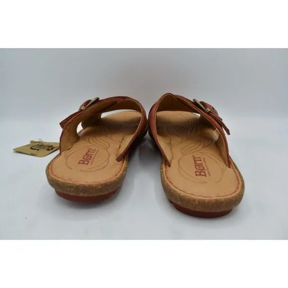 Born Womens Size 7 Rio Red Suede Buckle Slip On Slide Sandals Shoes