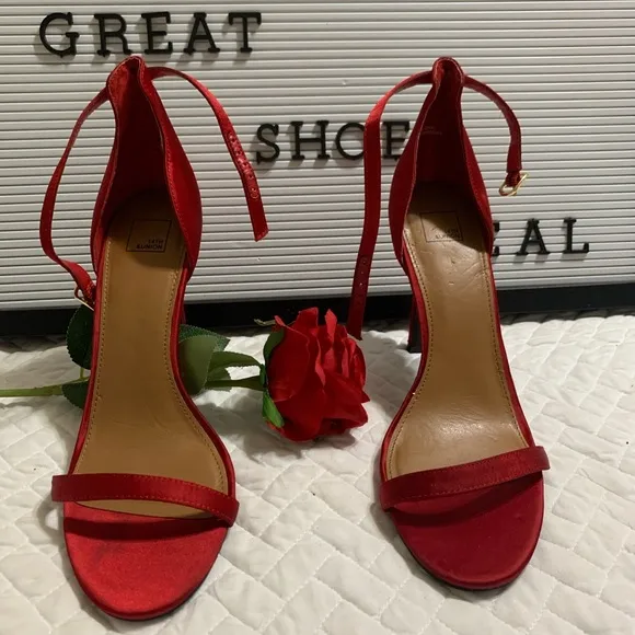 Brand New, 14th &amp; Union Anika Sandals Satin Red heels. Selling the Red P…