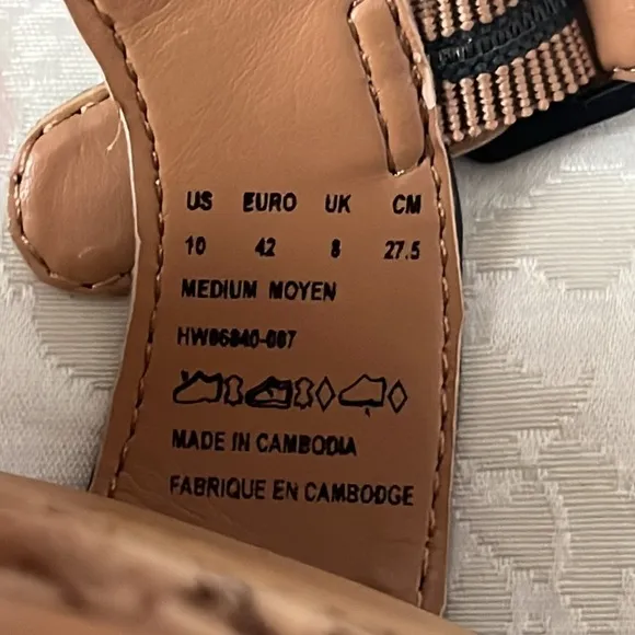 Brand New Hush Puppies Genuine Leather Black Cork Wedge Sandals Cross Strap