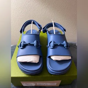 Brand New Mens Gucci Horsebit Rubber Slingback Sandals Blue Size 10 (US 10.5)