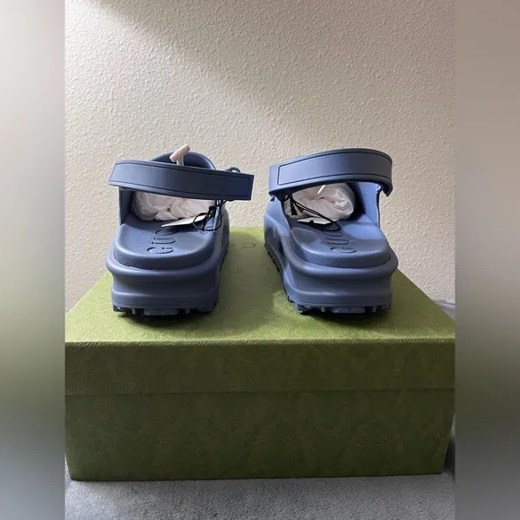 Brand New Mens Gucci Horsebit Rubber Slingback Sandals Blue Size 10 (US 10.5)