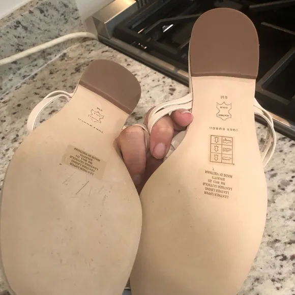 Brand New Tory Burch Cream Gold Sandals with Ornate Medallions 9