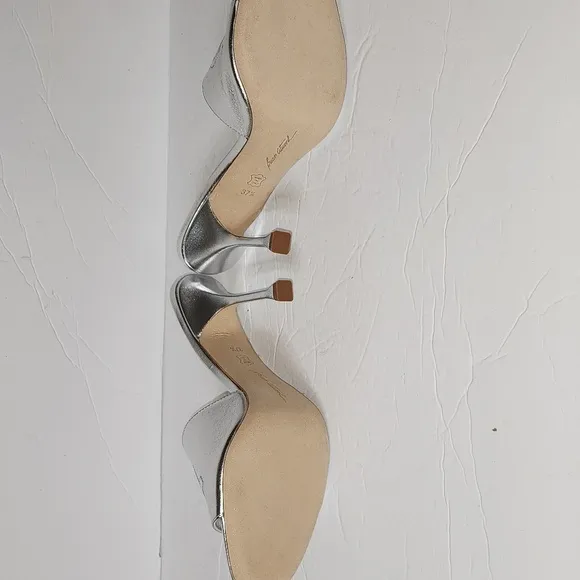 Brian Atwood SPIAGGA POOL SLIDE Sandal Heels, Silver WOMENS Size 37.5