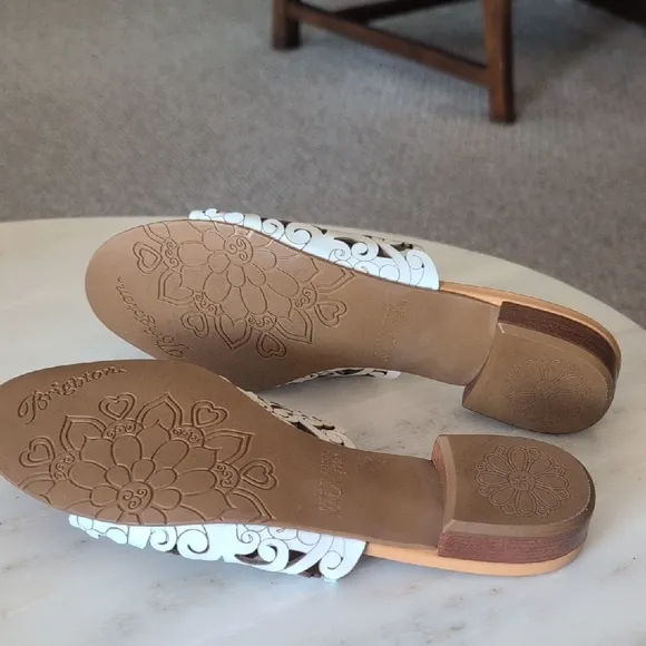Brighton Nala Optic White Laser Cut Leather Sandal