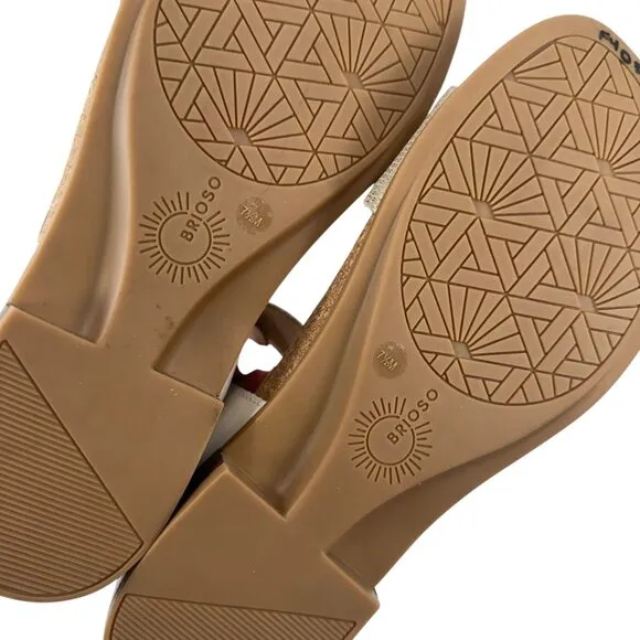 Brioso RANCHO Womens Cream/Metallic Sandals SZ 7.5M Leather Upper Buckle Closure