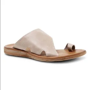 BUENO Light Grey Ocean Leather Sandal