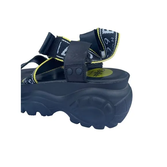Buffalo Womens Black BO Platform Chunky Sole Heels Sandals Size 37 USA 6.5