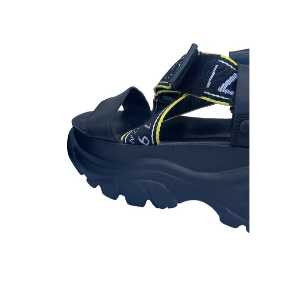 Buffalo Womens Black BO Platform Chunky Sole Heels Sandals Size 37 USA 6.5