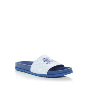 BURBERRY Mens Blue Footbed Melory Open Slip On Leather Slide Sandals Shoes 42