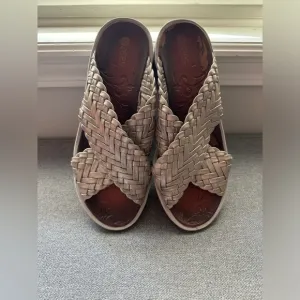 Bzees Dainty Silver Braided Slide Sandals