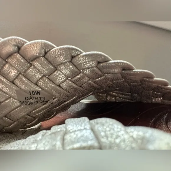 Bzees Dainty Silver Braided Slide Sandals