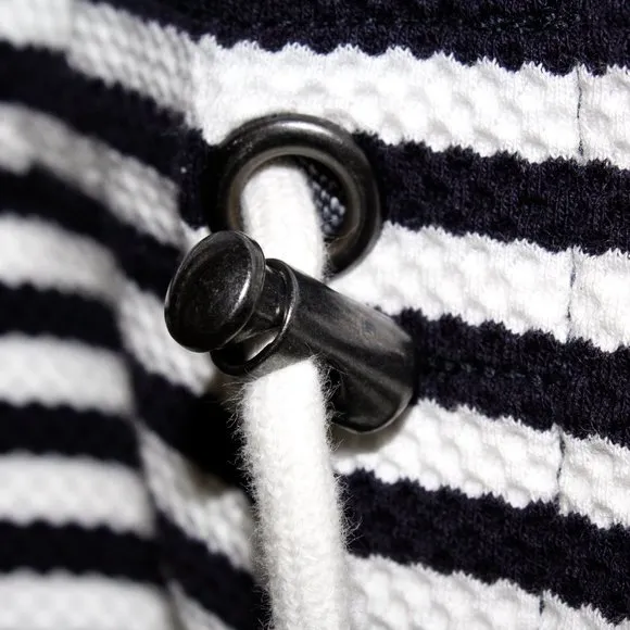 Cabi &quot;Harbor&quot; Cinched Waist Navy and White Striped Jacket