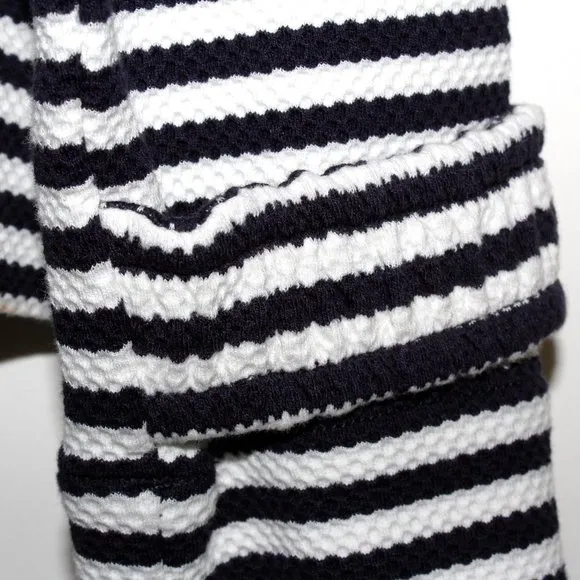 Cabi &quot;Harbor&quot; Cinched Waist Navy and White Striped Jacket