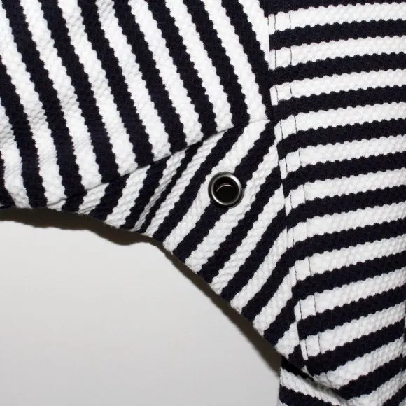 Cabi &quot;Harbor&quot; Cinched Waist Navy and White Striped Jacket