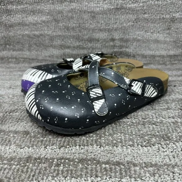 Calceo Women's Clogs Mules Size 6.5 US Sandals Piano Music Notes Comfort Walking
