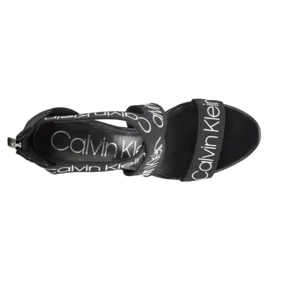 Calvin Klein CK Logo Salas Dress Sandal Heel Strap