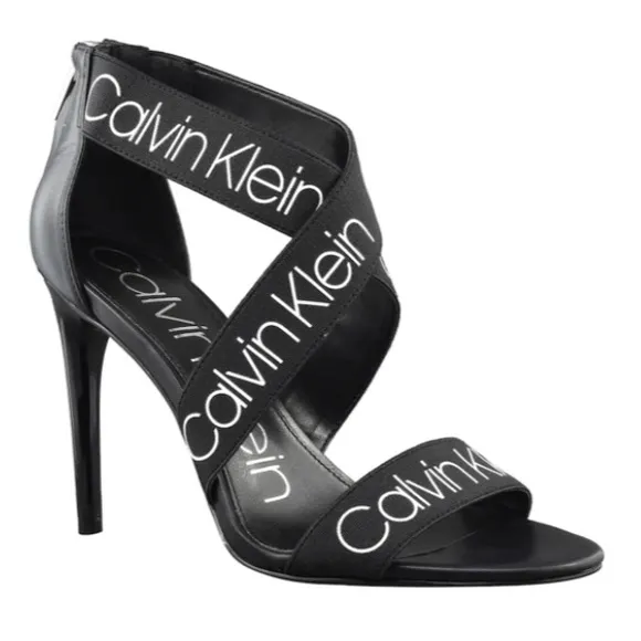 Calvin Klein CK Logo Salas Dress Sandal Heel Strap