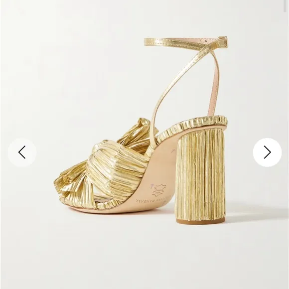 Camellia bow-embellished lamé sandals