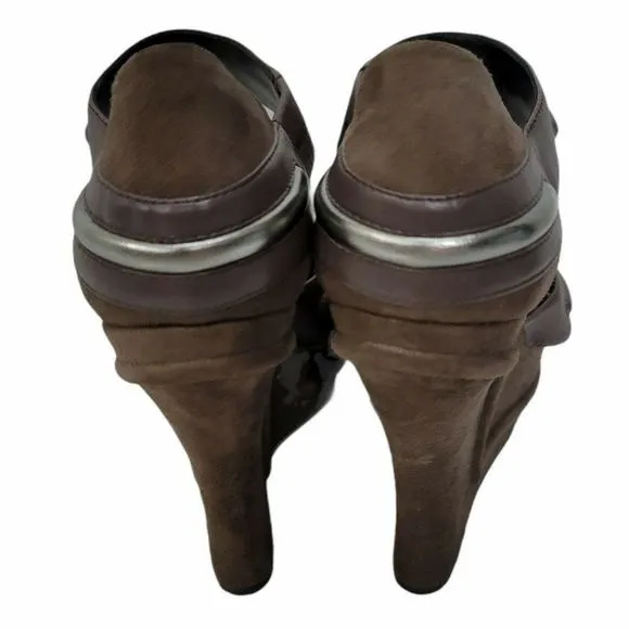 Camilla Skovgaard Womens 39.5 Platform Wedge Sandals Suede Leather Ankle Strap‎