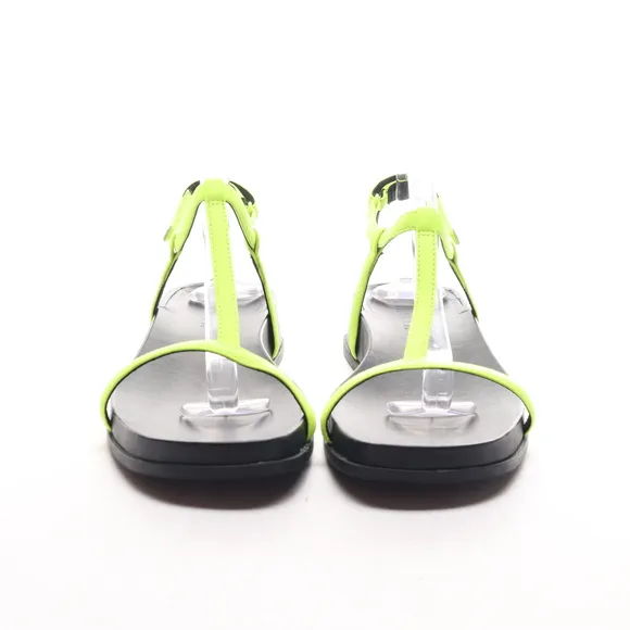 Camper Women Leather ATONIKA T-Strap Sandals EU 38 US 7.5 Neon Yellow/Black