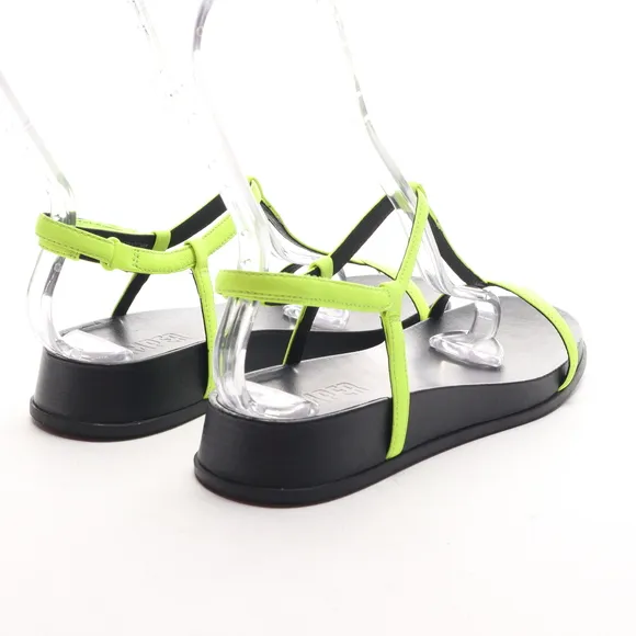 Camper Women Leather ATONIKA T-Strap Sandals EU 38 US 7.5 Neon Yellow/Black