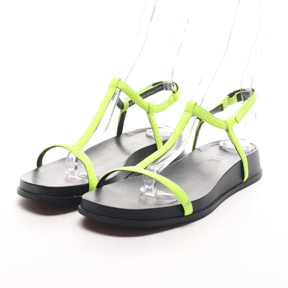 Camper Women Leather ATONIKA T-Strap Sandals EU 38 US 7.5 Neon Yellow/Black