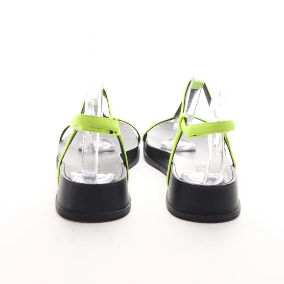 Camper Women Leather ATONIKA T-Strap Sandals EU 38 US 7.5 Neon Yellow/Black
