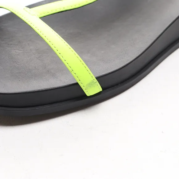 Camper Women Leather ATONIKA T-Strap Sandals EU 38 US 7.5 Neon Yellow/Black