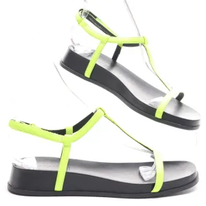 Camper Women Leather ATONIKA T-Strap Sandals EU 38 US 7.5 Neon Yellow/Black